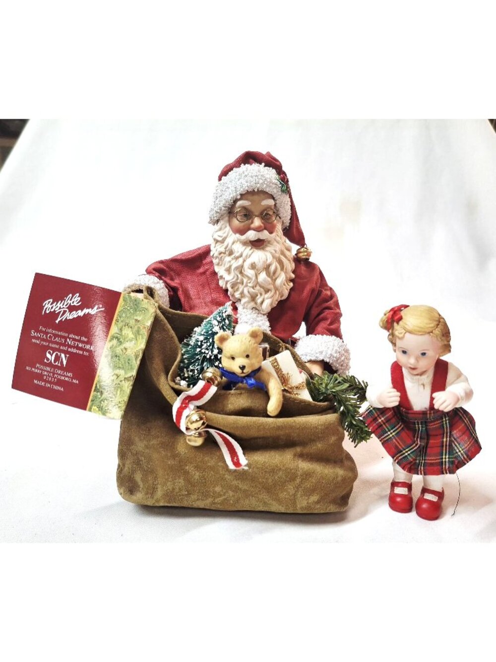 Possible Dreams Santa Figurine With Girl & Gifts - Item No. 713179 - Christmas D